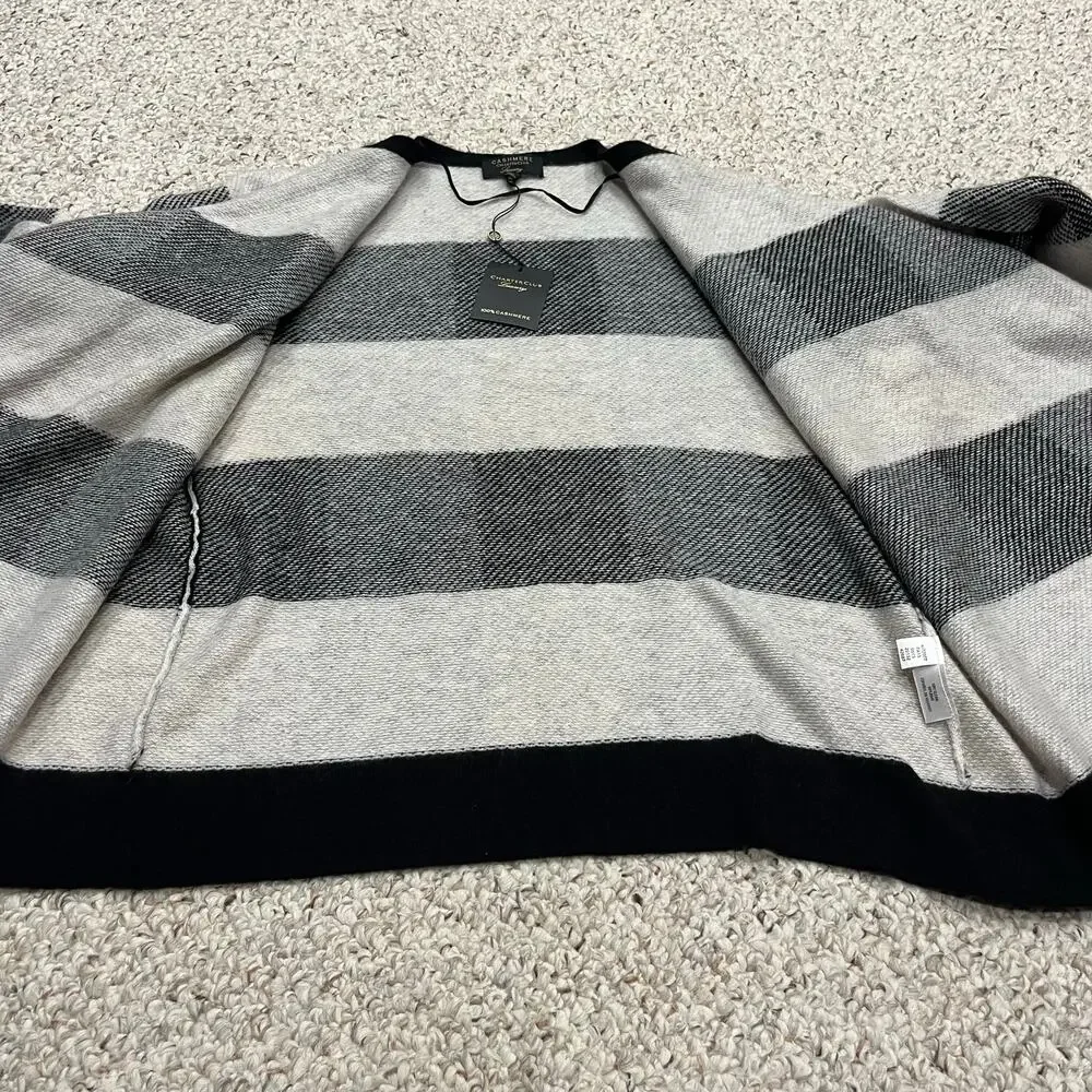NEW Charter Club Cashmere Open Front Cardigan Plaid L Quiet Luxury Preppy Casual